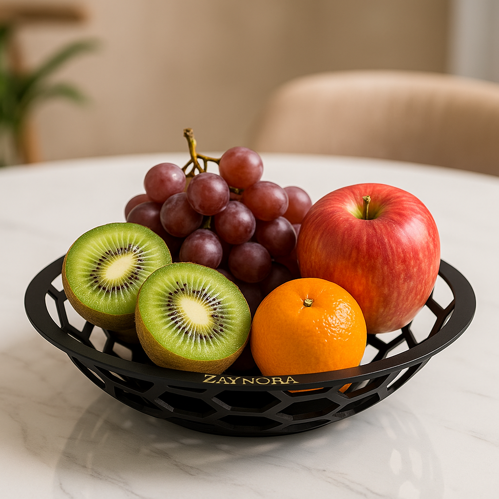 ZAYNORA Modern Stainless Steel Fruit Basket 25Cm - Elegant Openwork Design for Home Décor