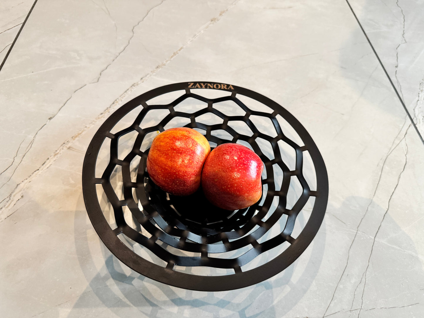 ZAYNORA Modern Stainless Steel Fruit Basket 25Cm - Elegant Openwork Design for Home Décor