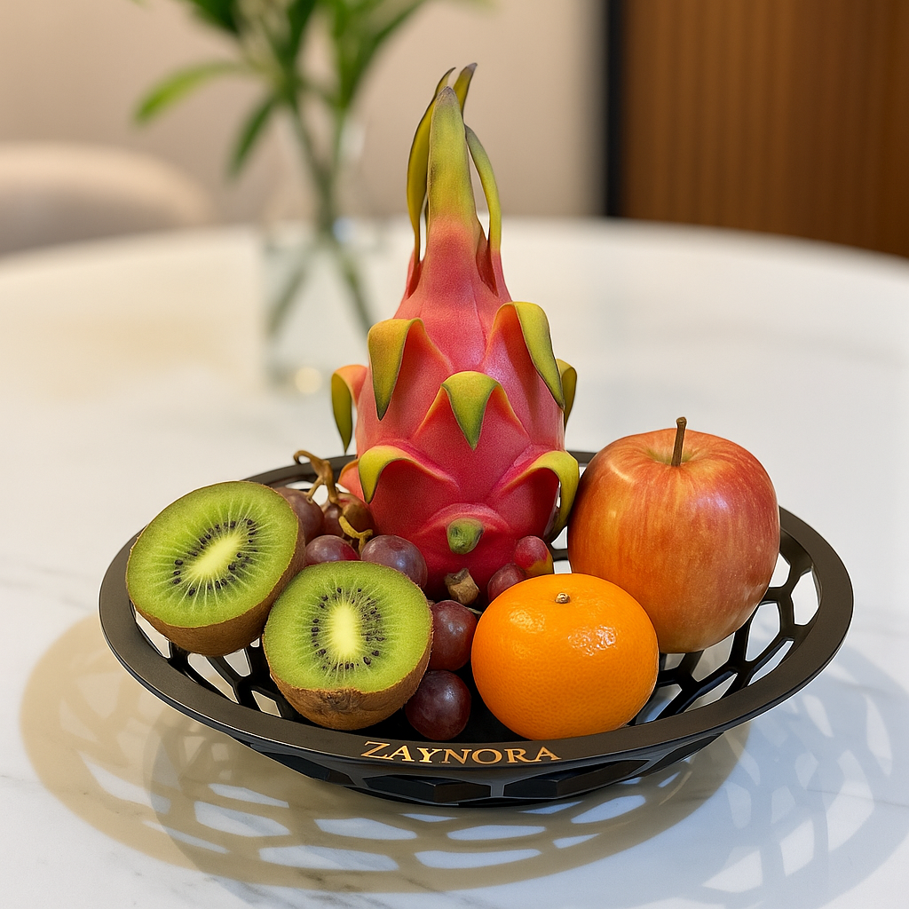 ZAYNORA Modern Stainless Steel Fruit Basket 25Cm - Elegant Openwork Design for Home Décor